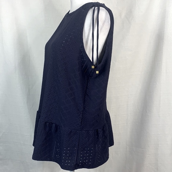 MICHAEL Michael Kors Navy Sleeveless Peplum Top- NWT - Picture 6 of 13